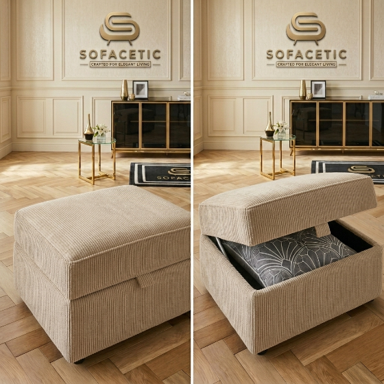 Storage Footstool in Chenille Fabric