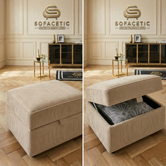 Storage Footstool in Chenille Fabric