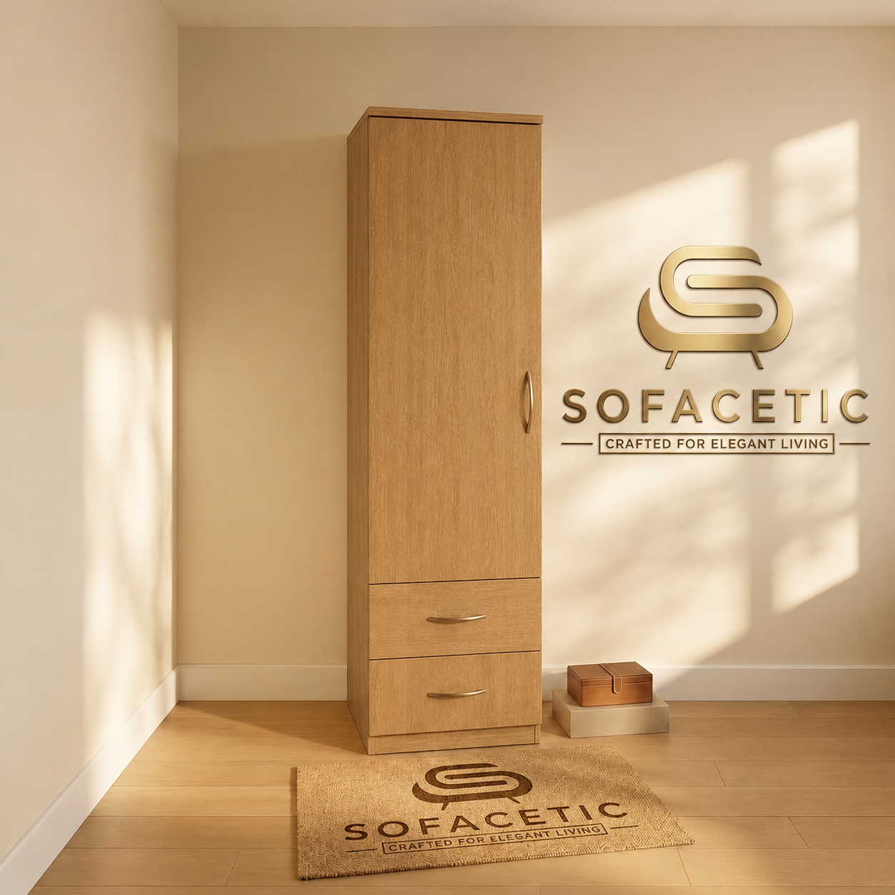 Single Door Oak Color Wardrobe