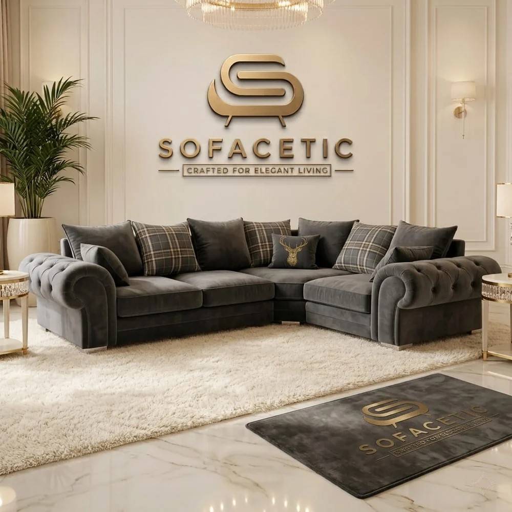 Brixa Plush Velvet Fabric Modern Sofa Set