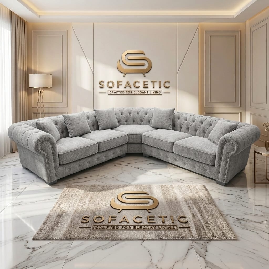 Olympia Chesterfield  Chenile  Sofa Set