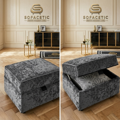 Storage Footstool in Crush Velvet Fabric