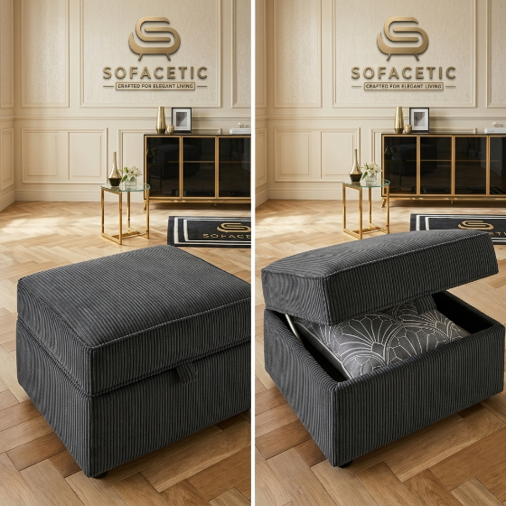 Storage Footstool in Jumbo Cord Fabric