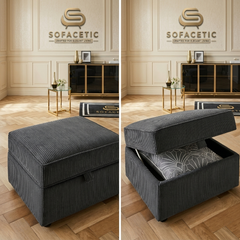 Storage Footstool in Jumbo Cord Fabric