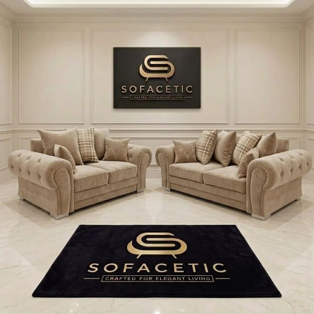 Brixa Plush Velvet Fabric Modern Sofa Set