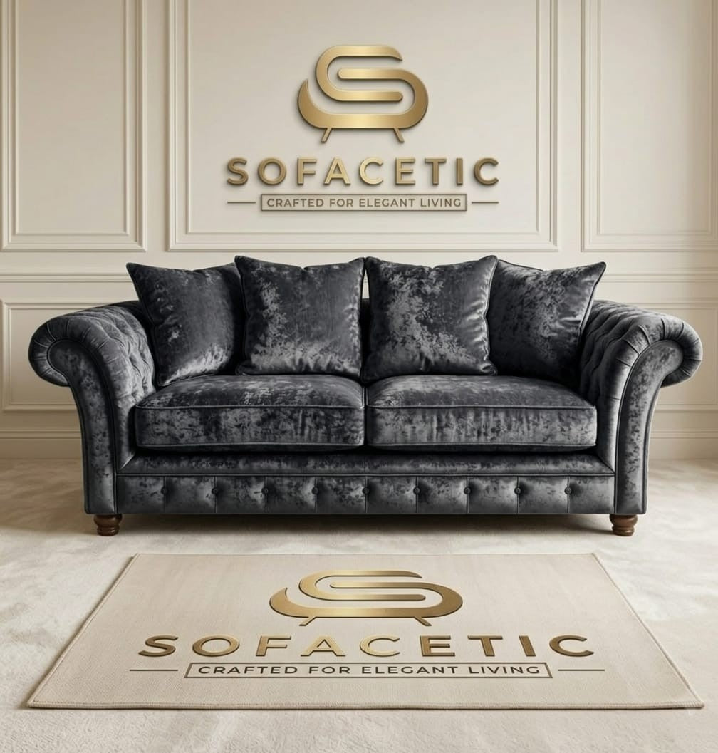 Juxen Crush Velvet Designer Sofa Set