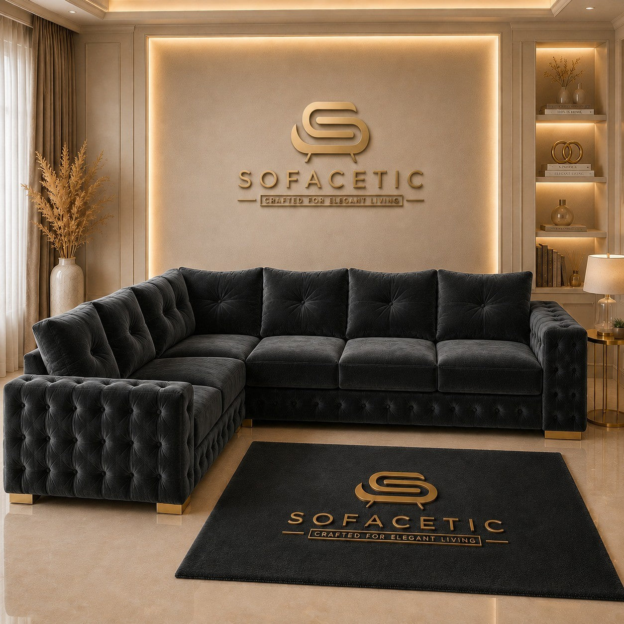 Urban Plush velvet Living Sofa Set