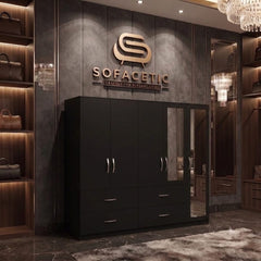 5 Door Black color Wardrobe