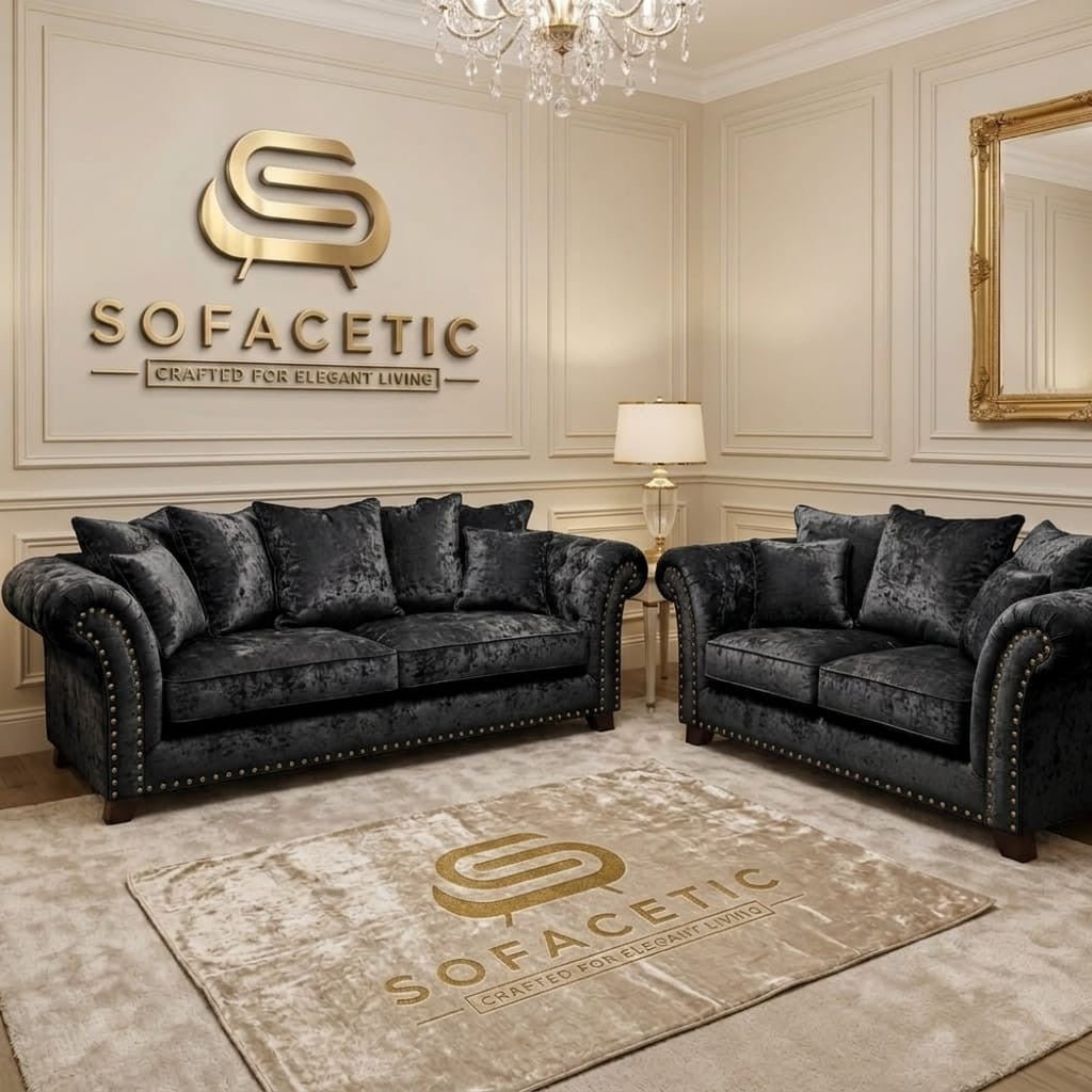 Juxen Crush Velvet Designer Sofa Set