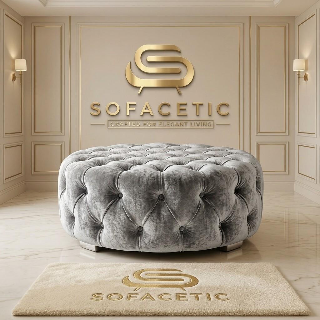 Premium Footstool in Chenile Fabric