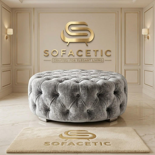 Premium Footstool in Chenile Fabric