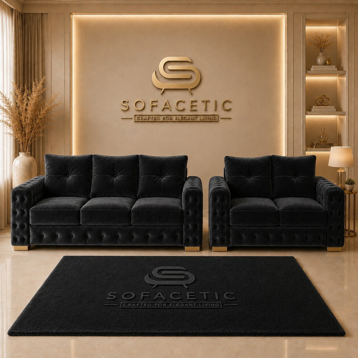 Urban Plush velvet Living Sofa Set