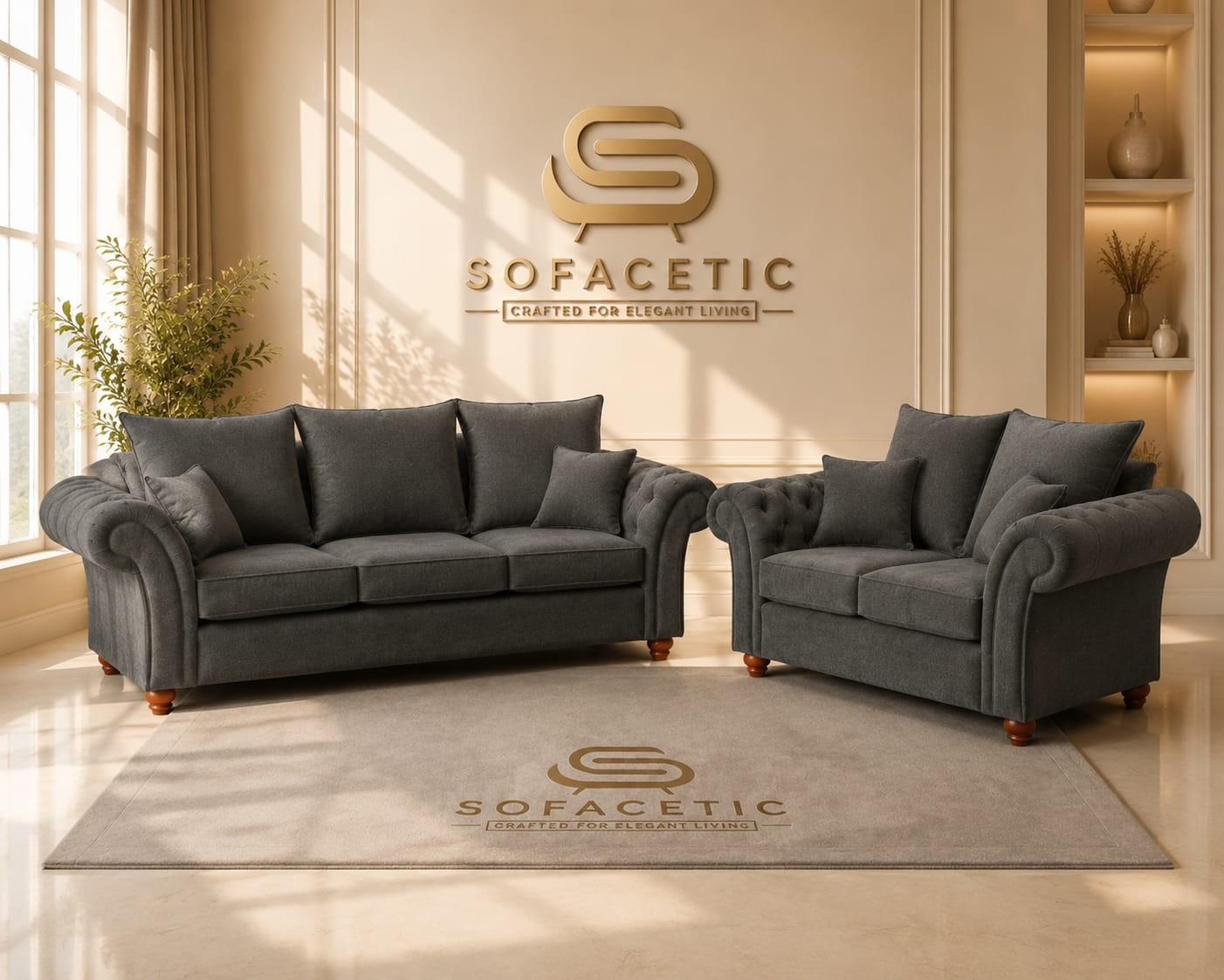 Nicole Naple Fabric Luxury Sofa Set