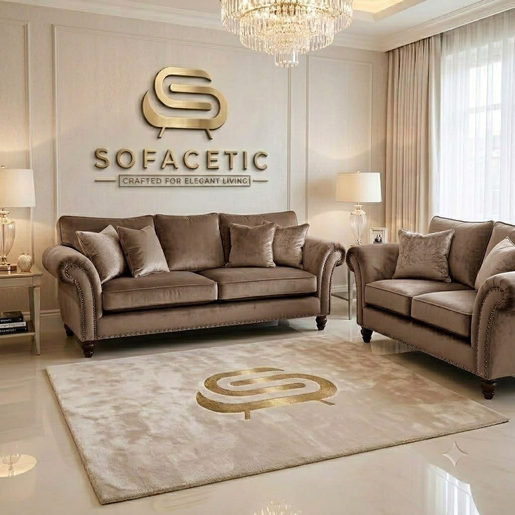 Juxen Plush Velvet Designer Sofa Set