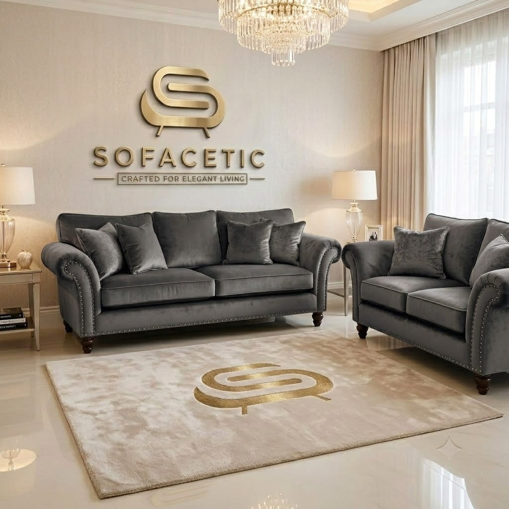 Juxen Plush Velvet Designer Sofa Set