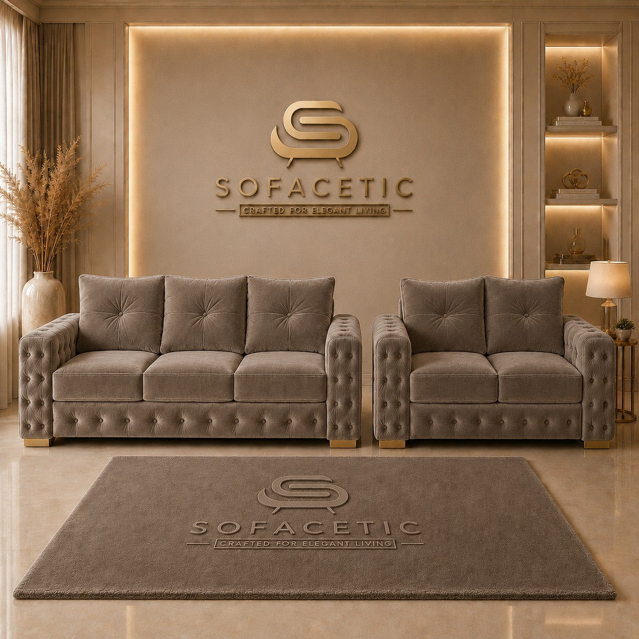 Urban Plush velvet Living Sofa Set