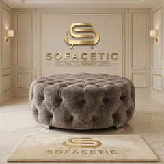 Premium Footstool in Chenile Fabric