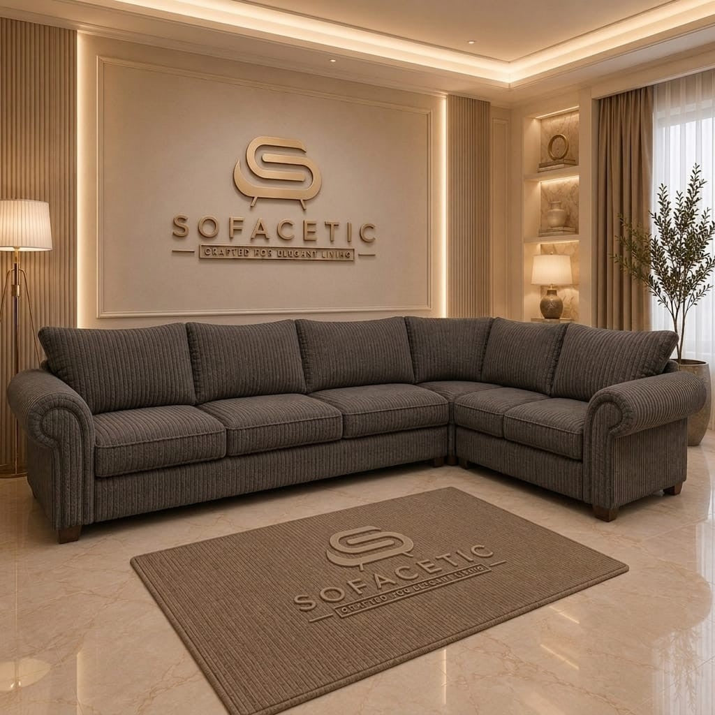 Monzi Jumbo Cord Contemporary Sofa Set