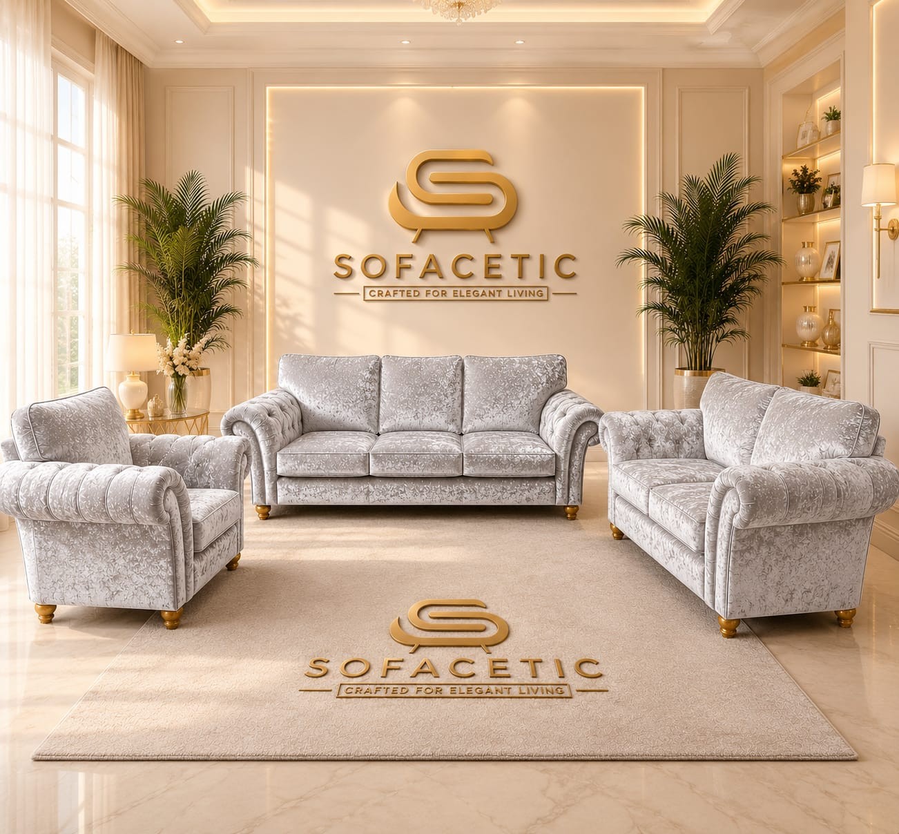 Nicole Crush velvet  Luxury Sofa Set