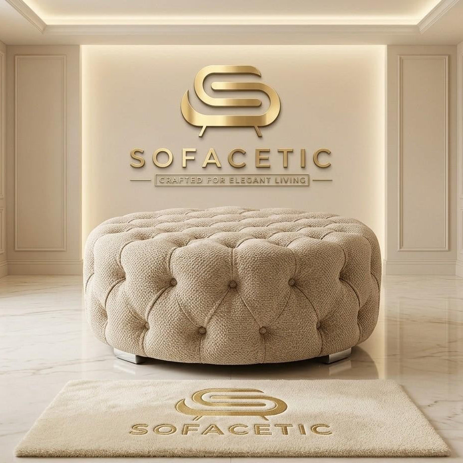 Premium Footstool in Chenile Fabric