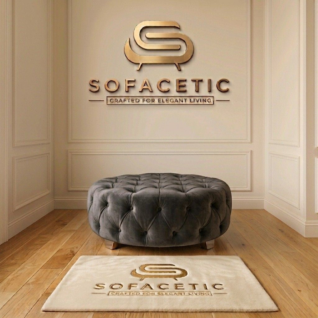 Premium Footstool in Plush Velvet Fabric