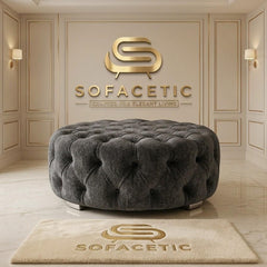 Premium Footstool in Chenile Fabric
