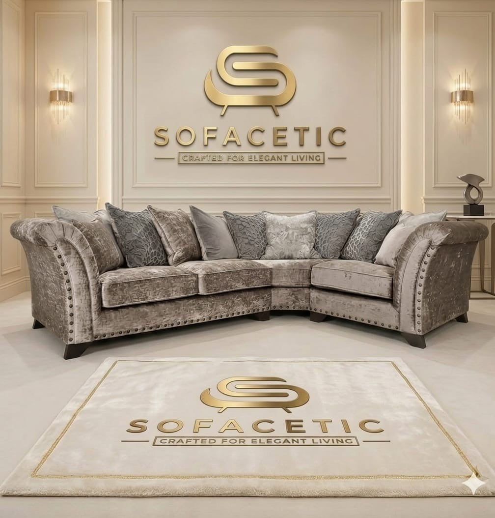 Juxen Crush Velvet Designer Sofa Set