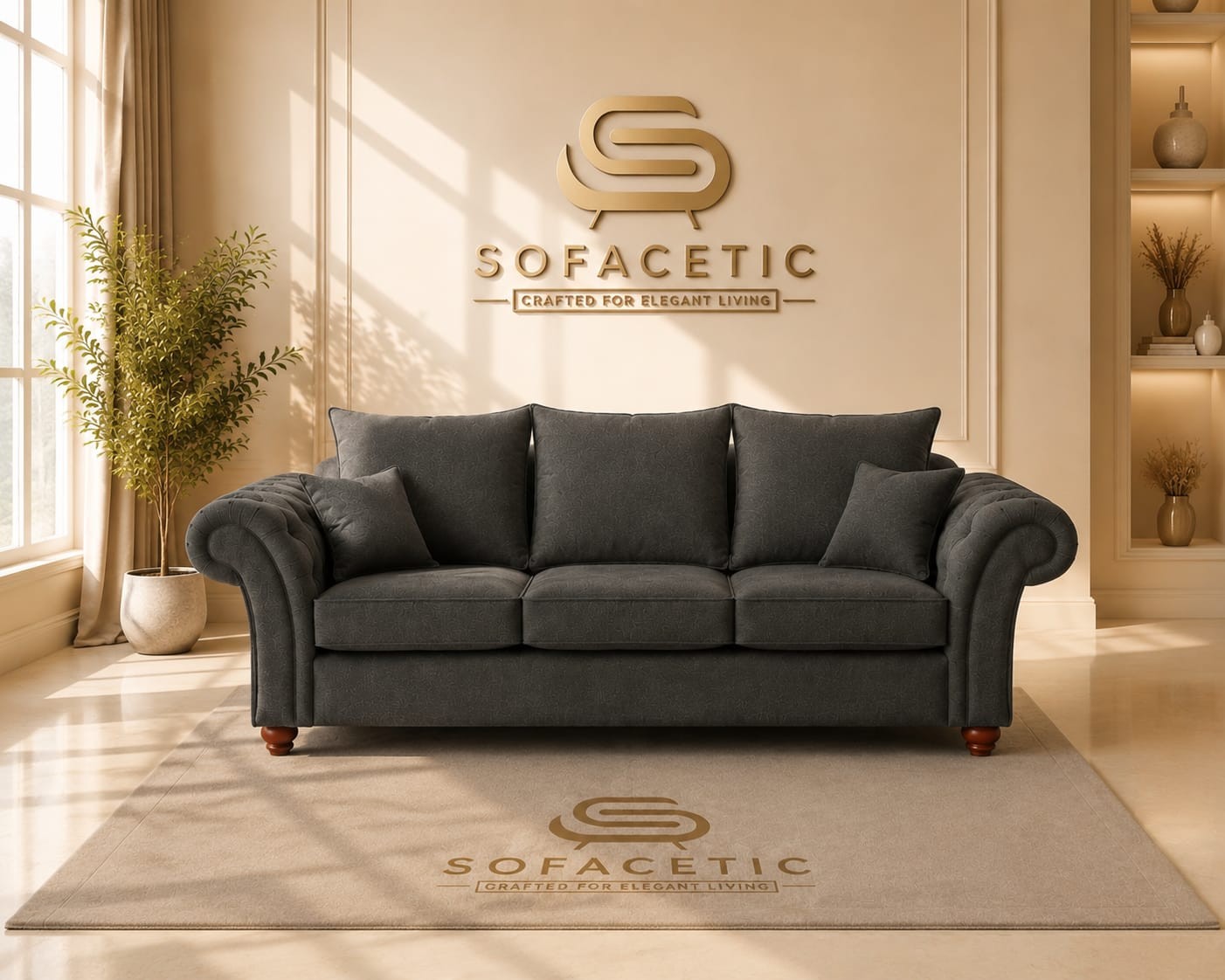 Nicole Naple Fabric Luxury Sofa Set