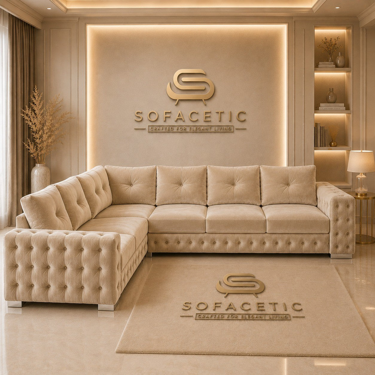 Urban Plush velvet Living Sofa Set