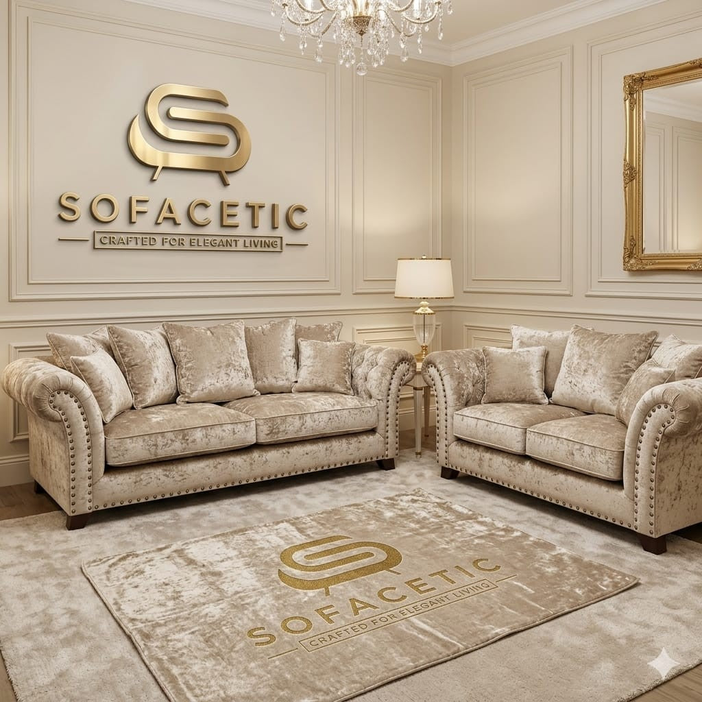 Juxen Crush Velvet Designer Sofa Set