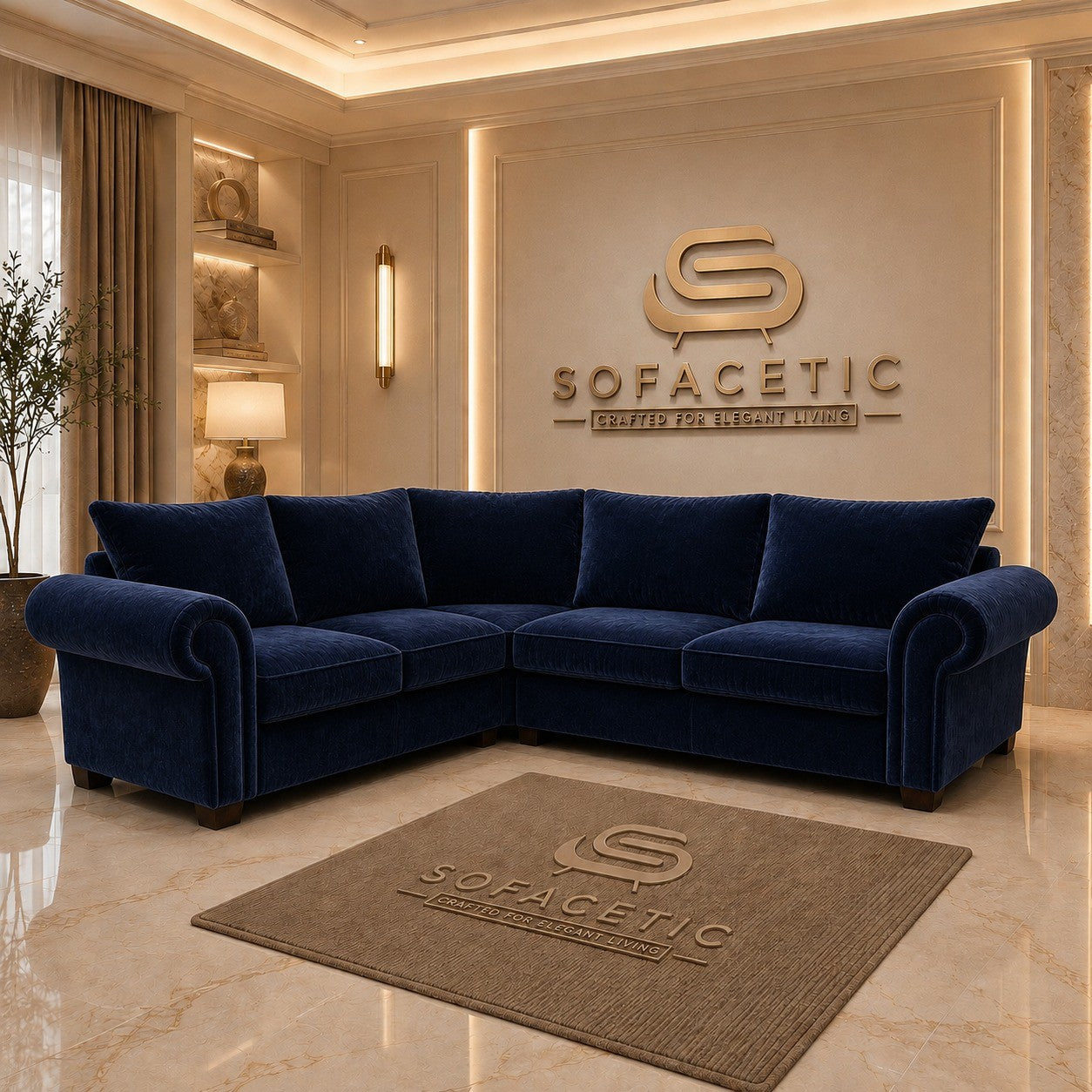 Monzi Plush velvet  Contemporary Sofa Set