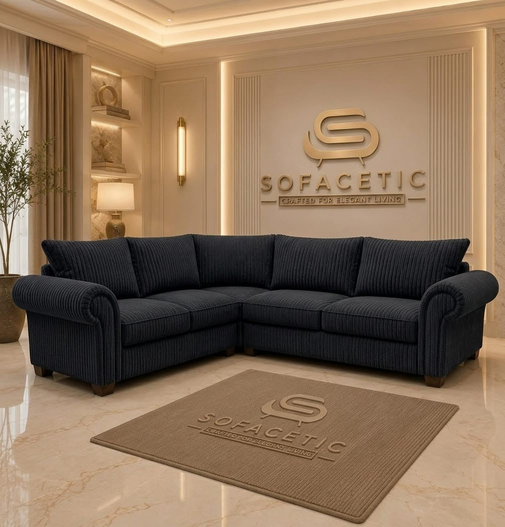 Monzi Jumbo Cord Contemporary Sofa Set