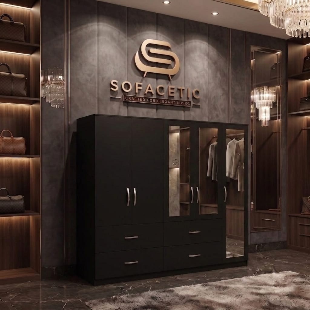 5 Door Black color Wardrobe