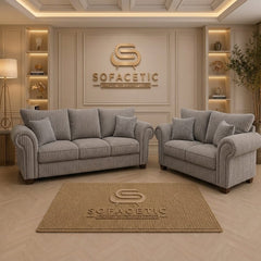 Monzi Jumbo Cord Contemporary Sofa Set