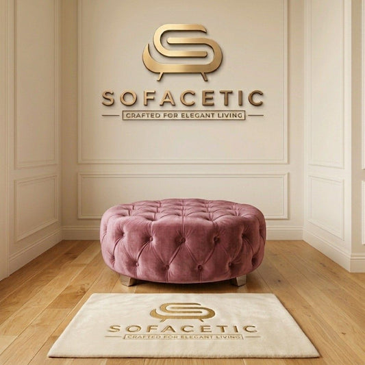 Premium Footstool in Plush Velvet Fabric