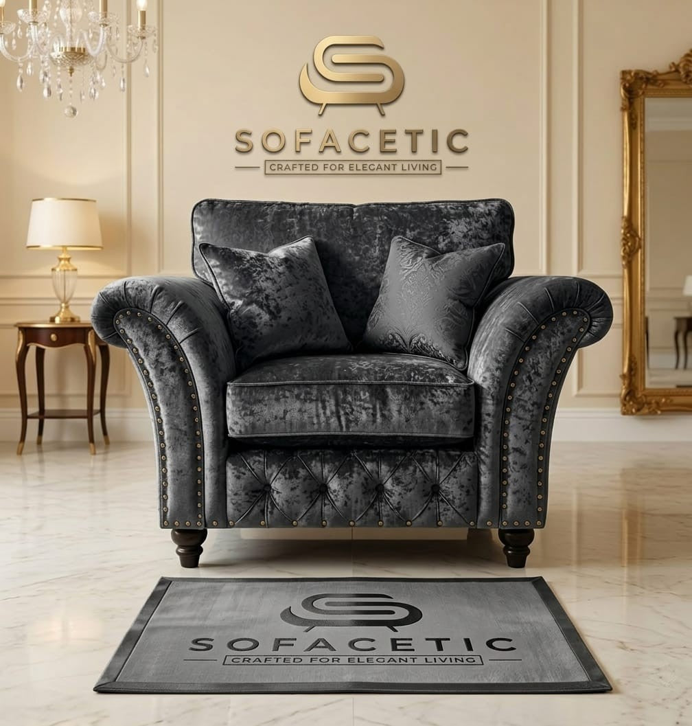 Juxen Crush Velvet Designer Sofa Set