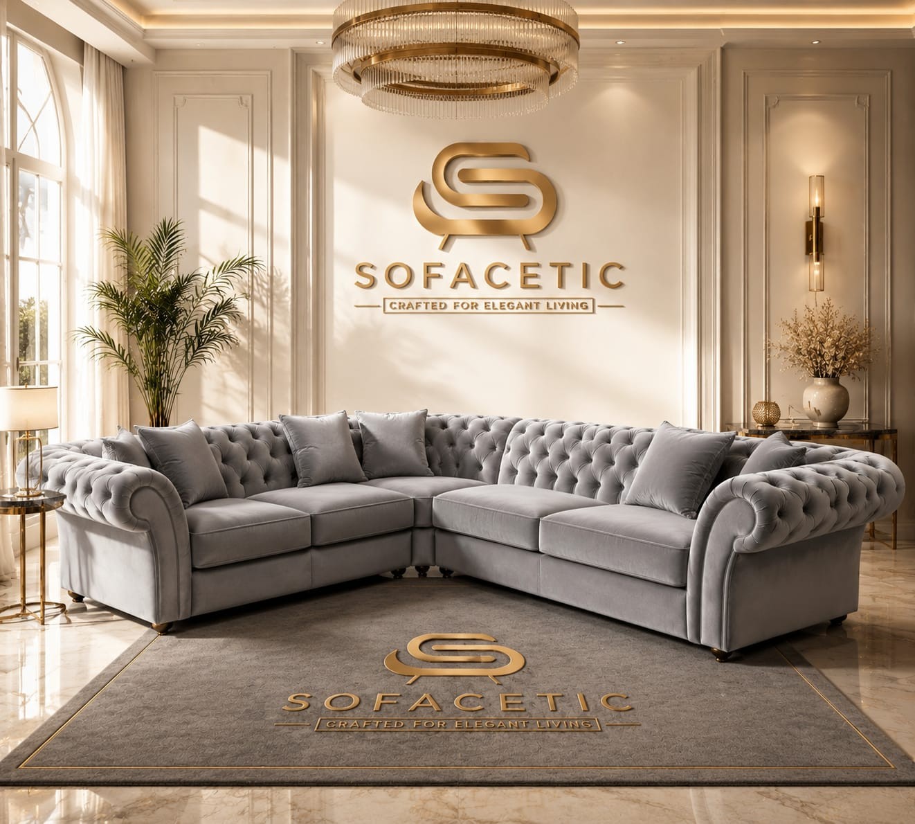 Nicole Plush velvet  Luxury Sofa Set