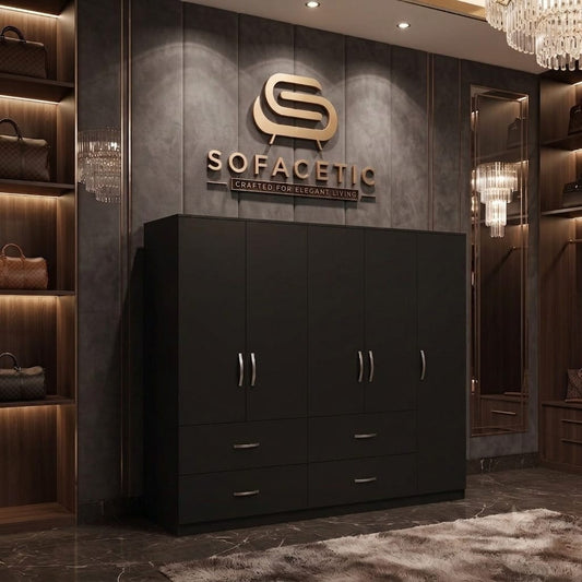 5 Door Black color Wardrobe