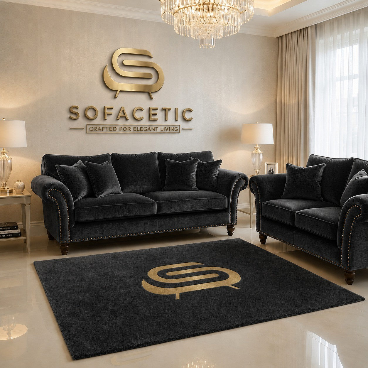 Juxen Plush Velvet Designer Sofa Set
