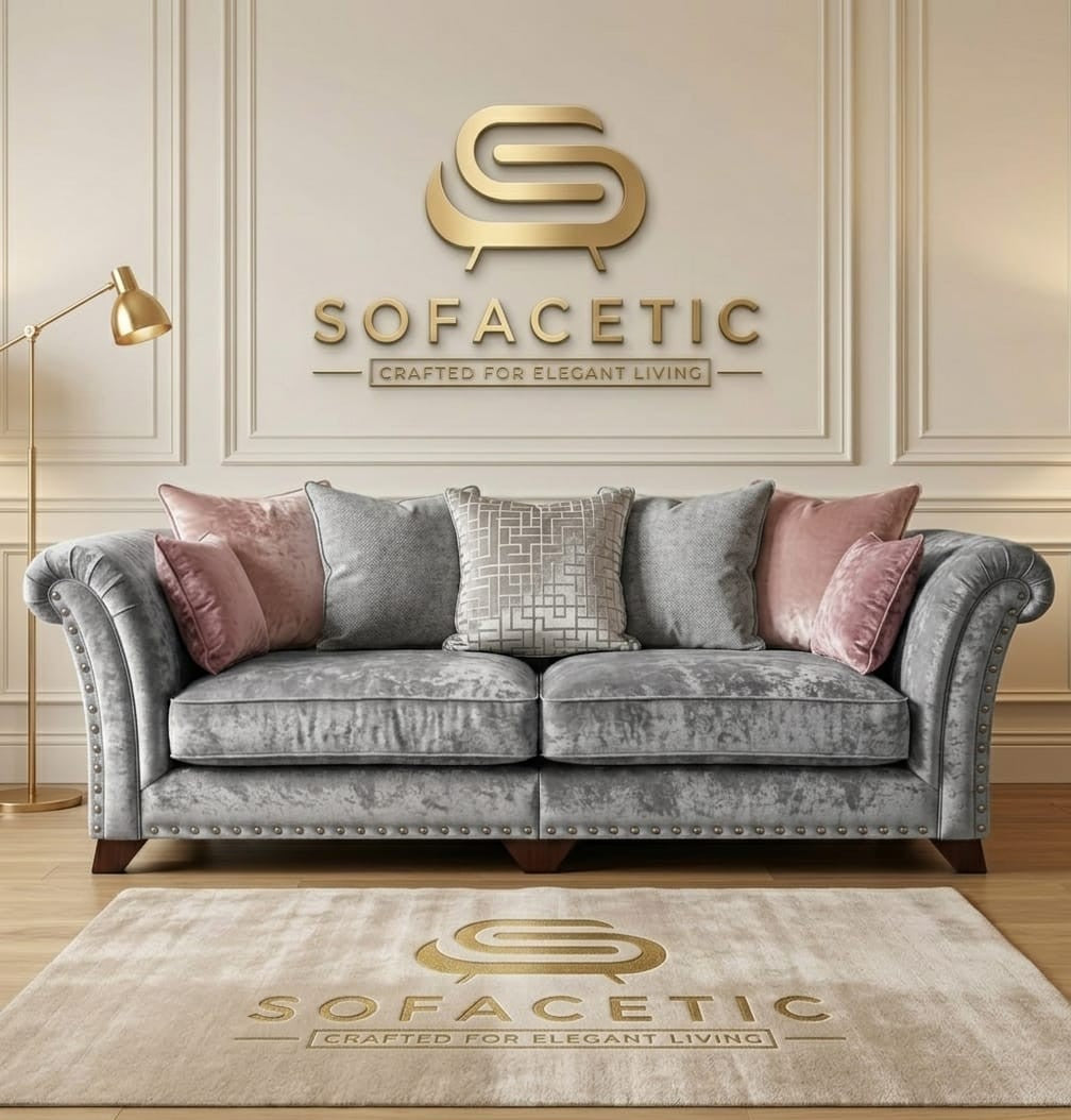 Juxen Crush Velvet Designer Sofa Set