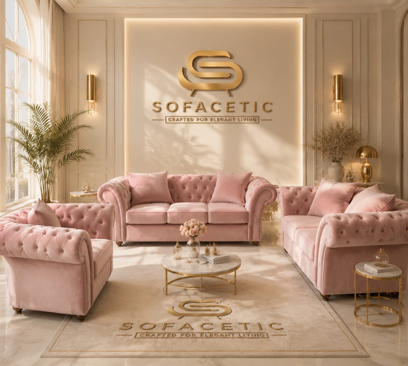 Nicole Plush velvet  Luxury Sofa Set