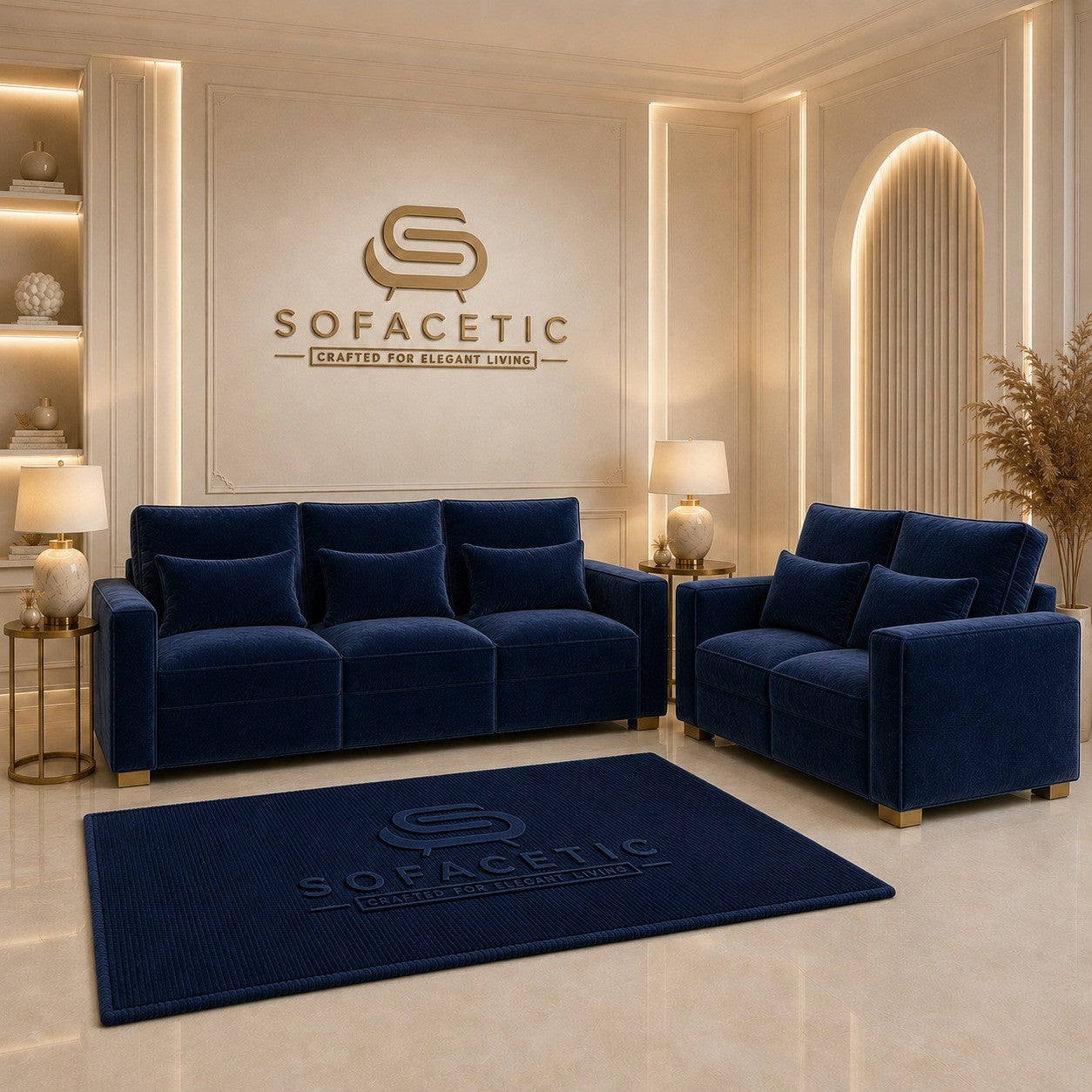 Sleefy Plush velvet Comfort Sofa Set