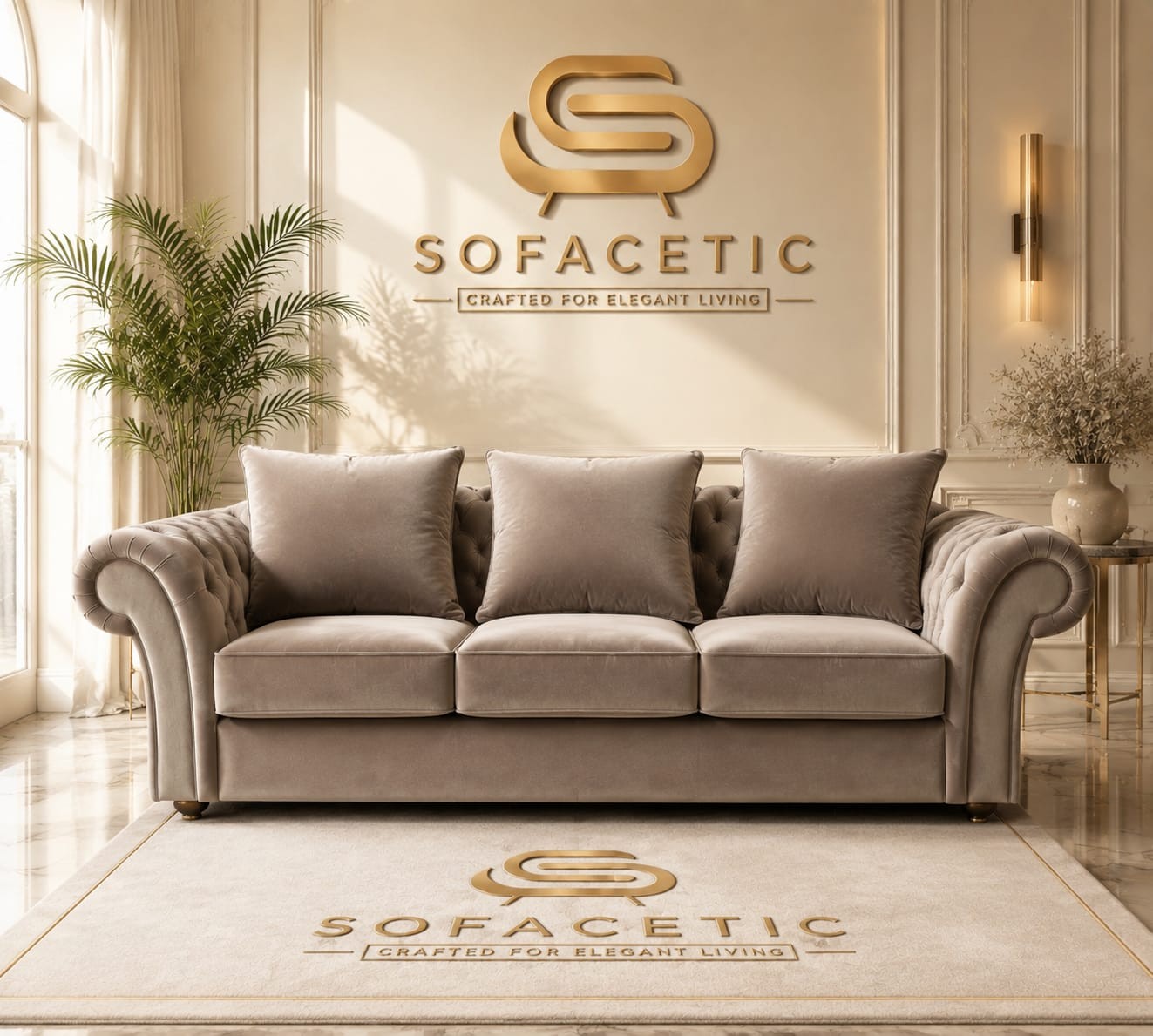 Nicole Plush velvet  Luxury Sofa Set