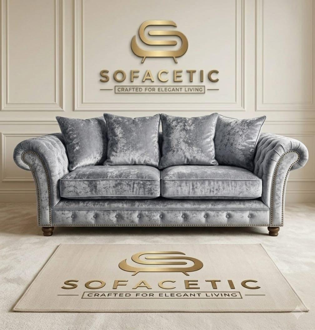 Juxen Crush Velvet Designer Sofa Set
