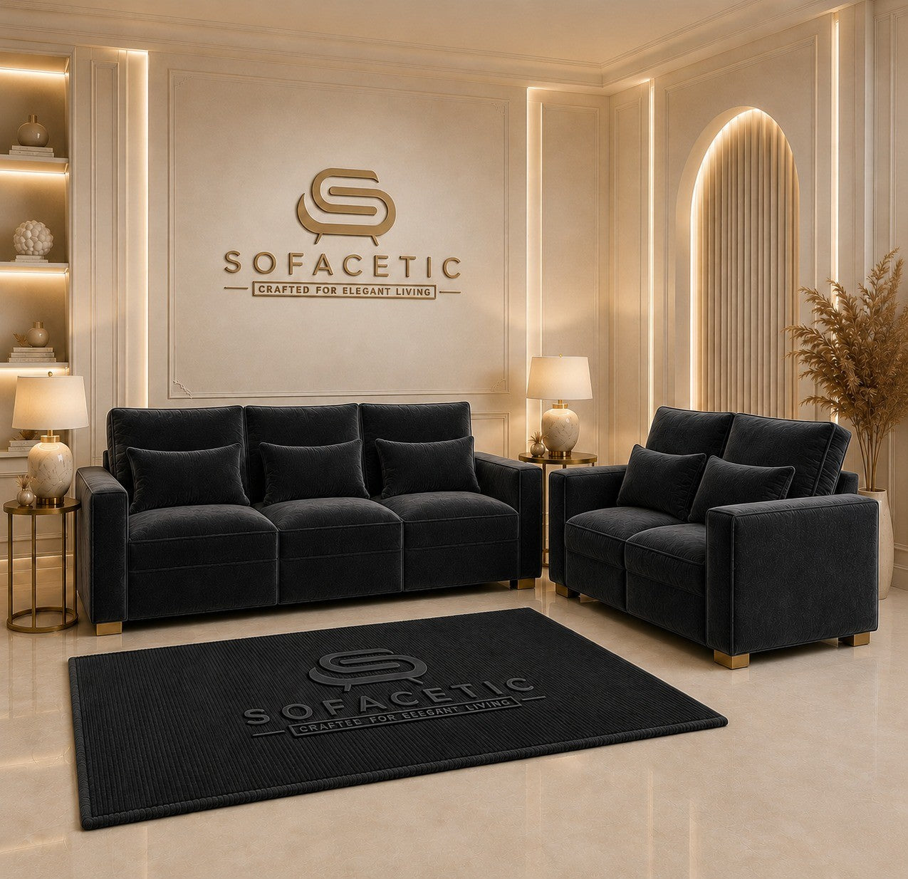Sleefy Plush velvet Comfort Sofa Set