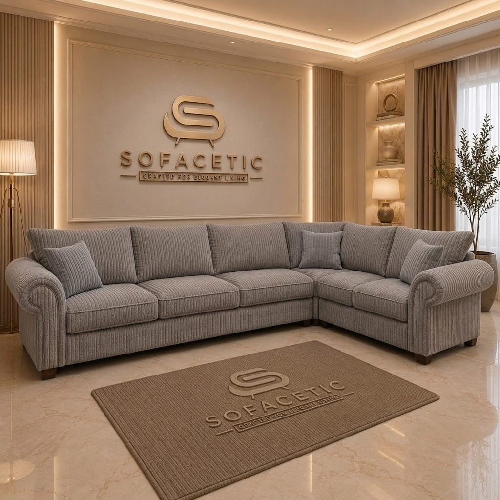 Monzi Jumbo Cord Contemporary Sofa Set