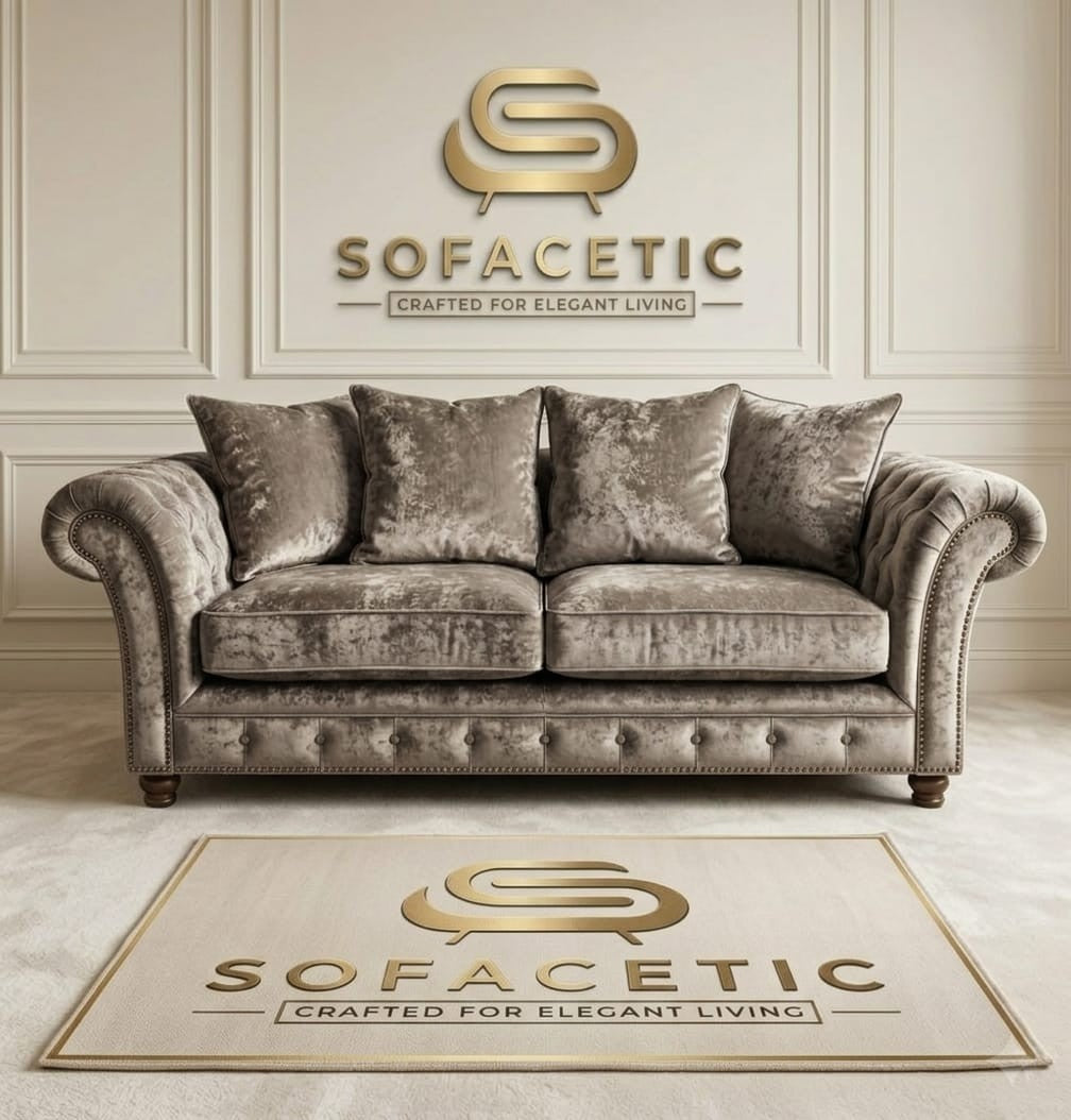 Juxen Crush Velvet Designer Sofa Set
