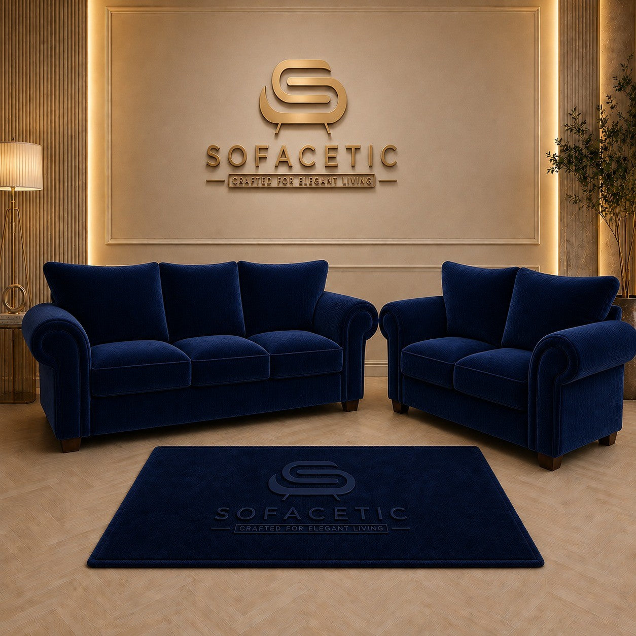 Monzi Plush velvet  Contemporary Sofa Set