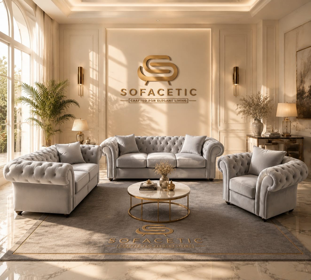 Nicole Plush velvet  Luxury Sofa Set