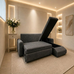 Napnest Plush Velvet Corner Sofa Bed